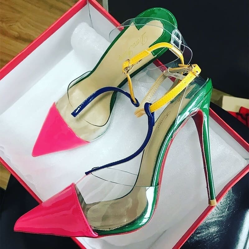 Multicolored open back stilleto 