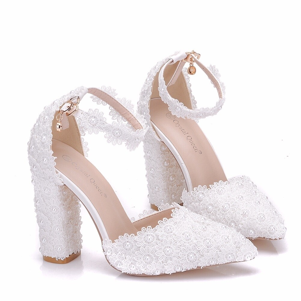 Lace block heel