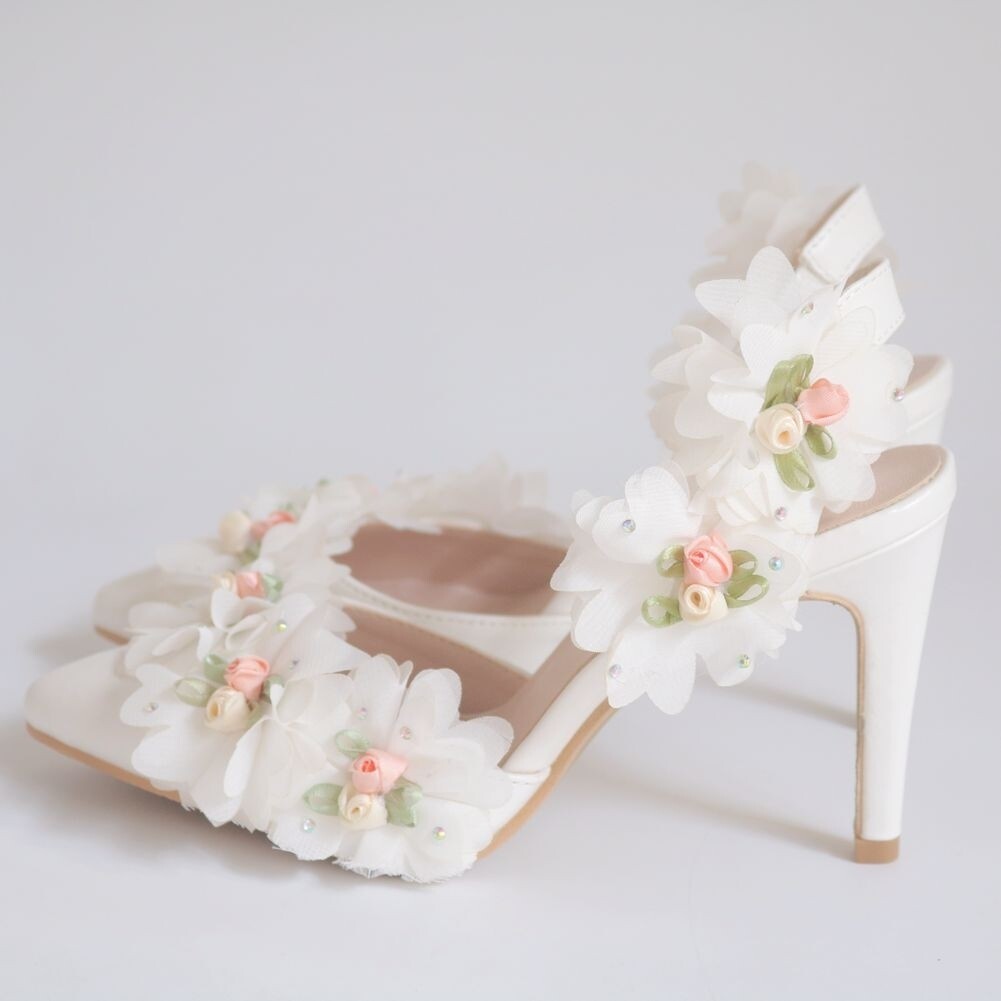 Floral open back heel