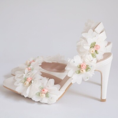 Floral open back heel