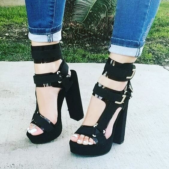 Platform block heel