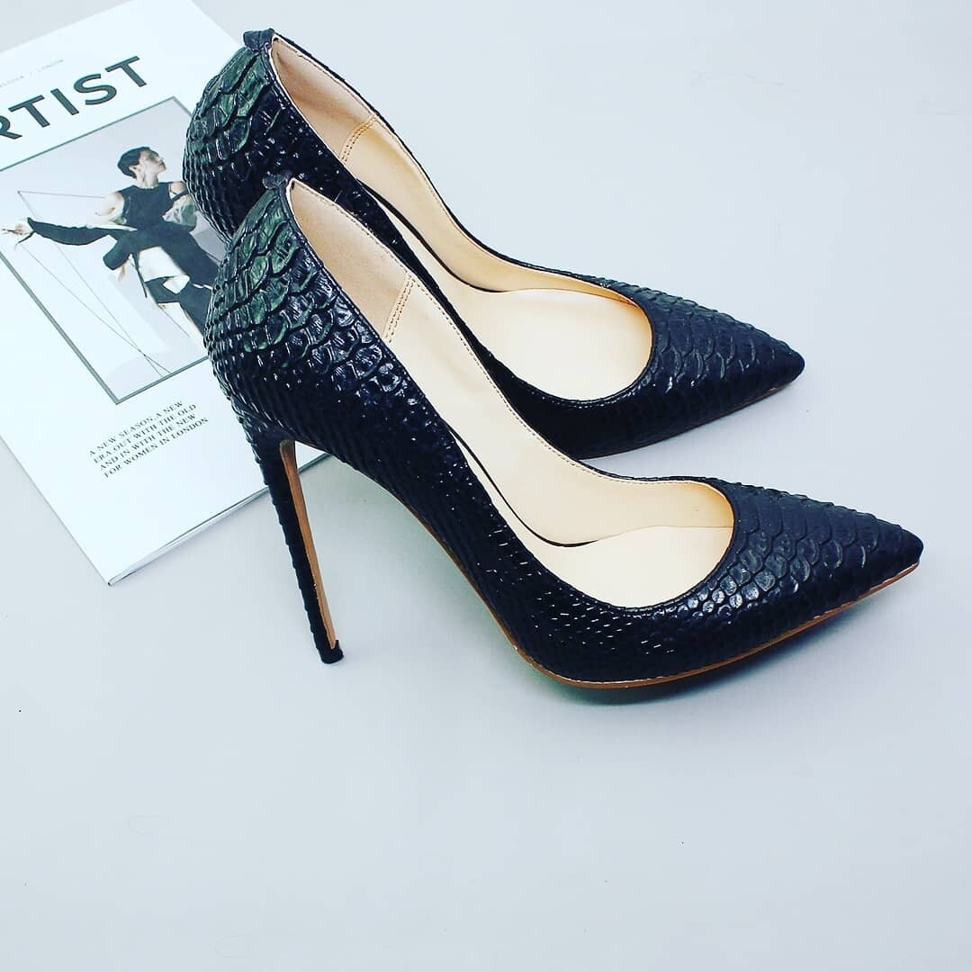 Crocodile skin heel
