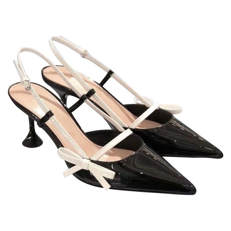 Black and white heel 