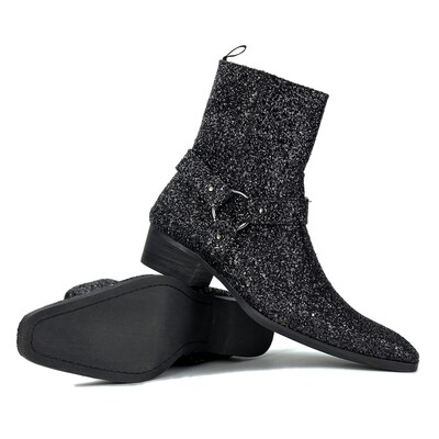 Black glittering boots