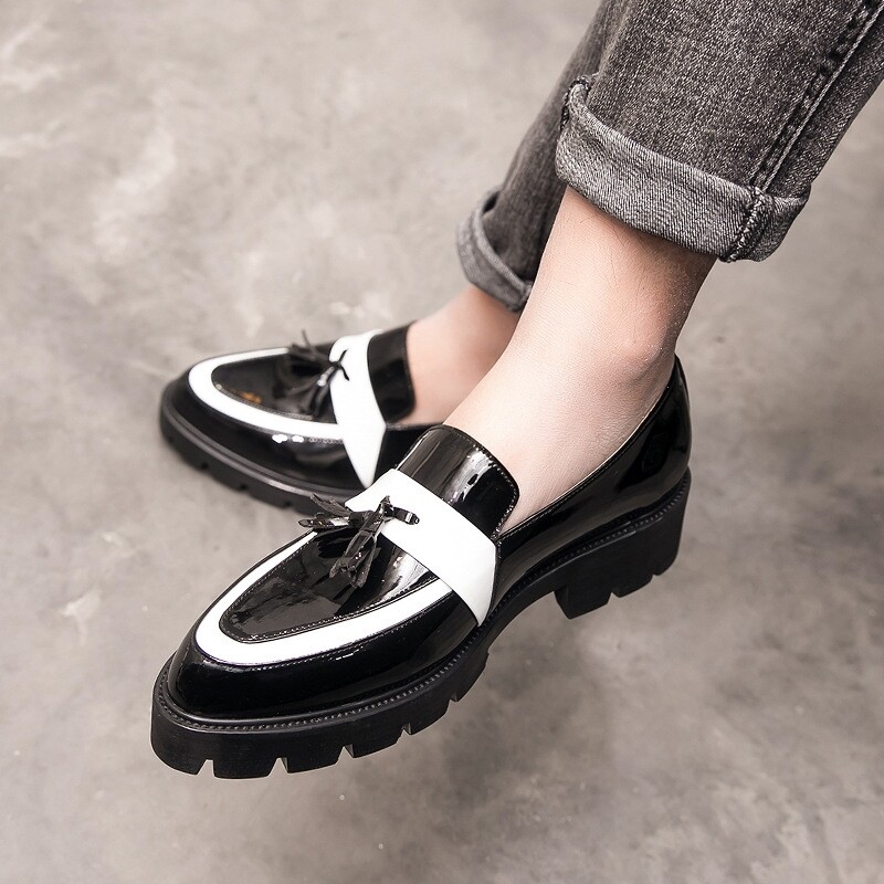Black and white loafer 
