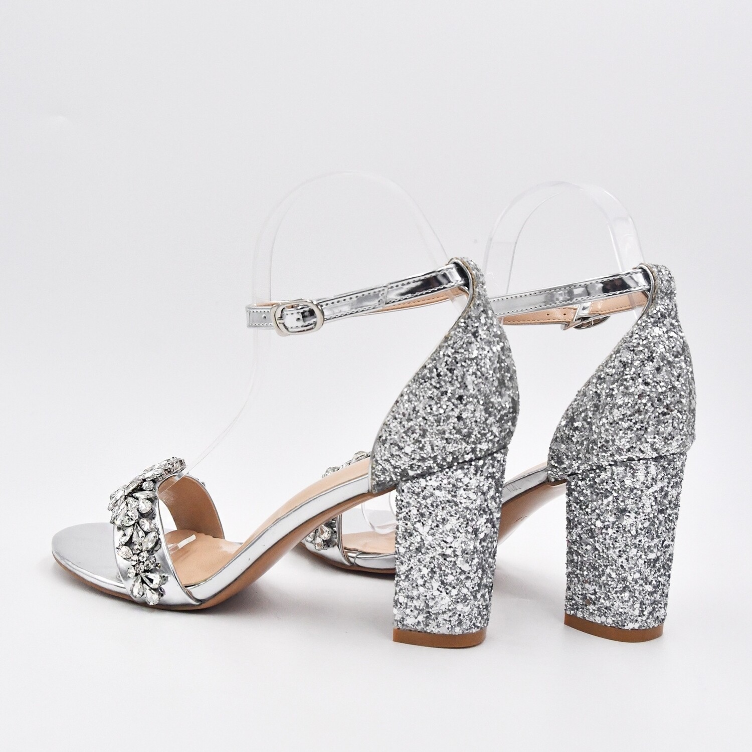 Silver block heel 