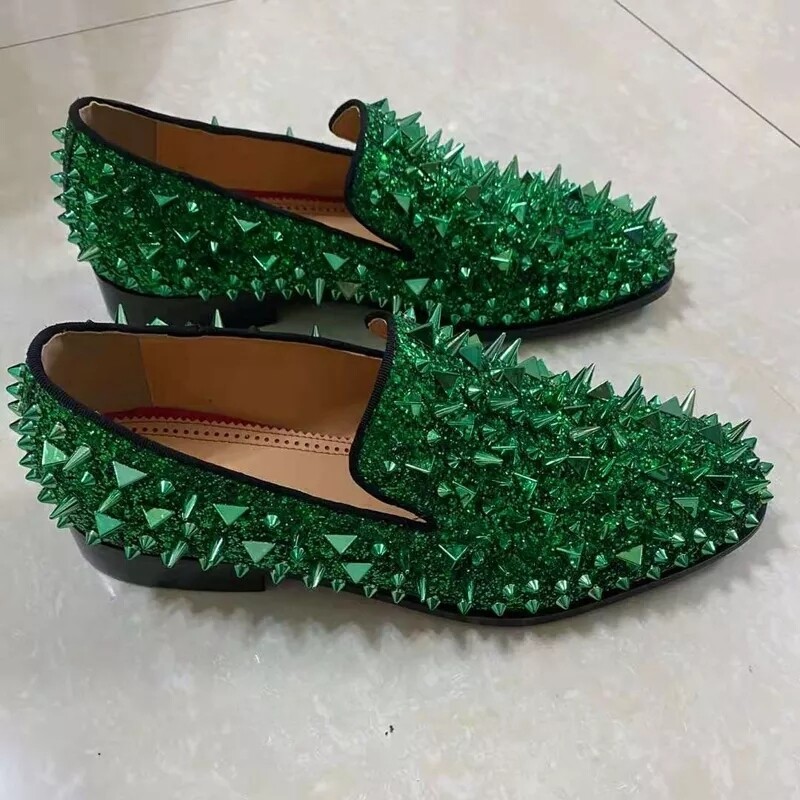 Spiked glitter slippers 