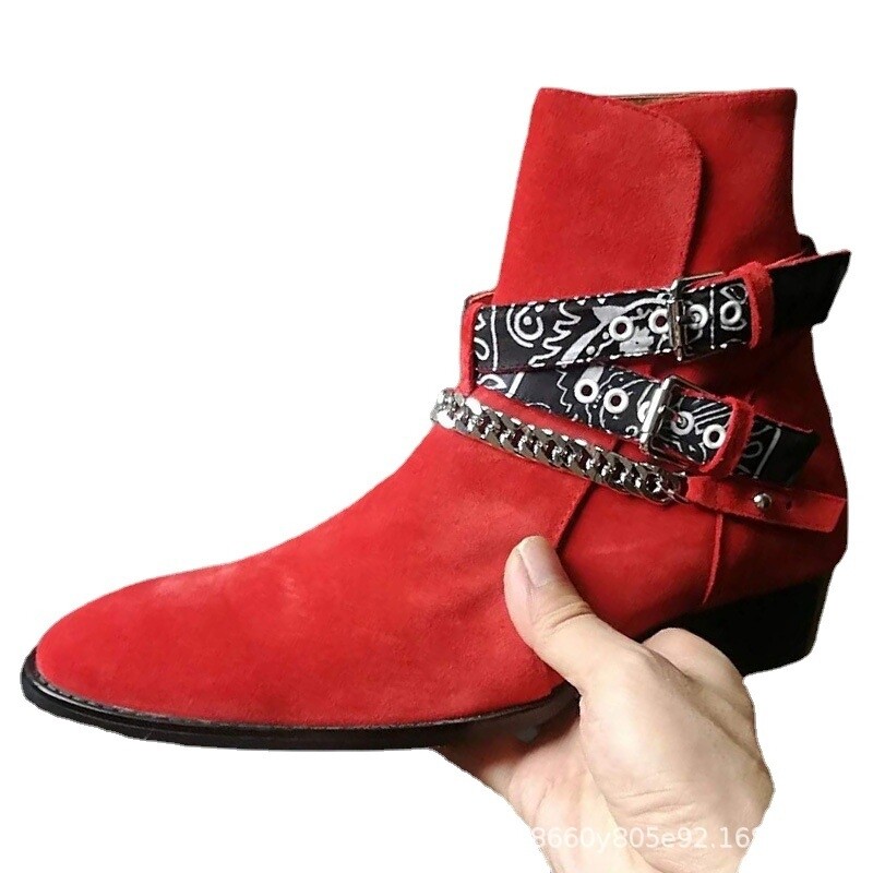 Red velvet boots 