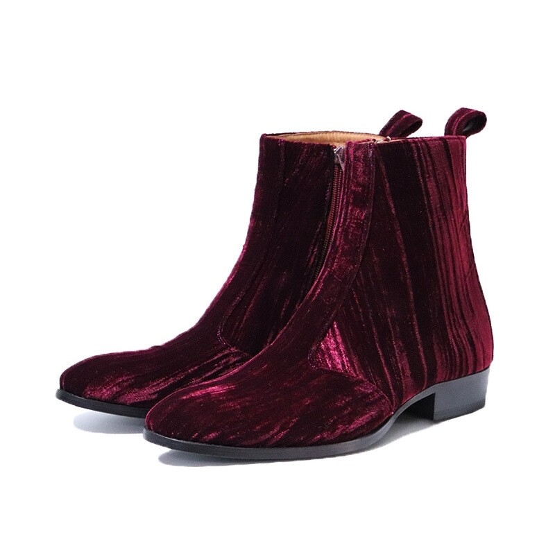 Maroon suede boots 
