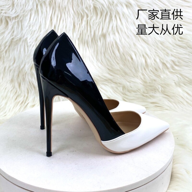 Black and white heel 