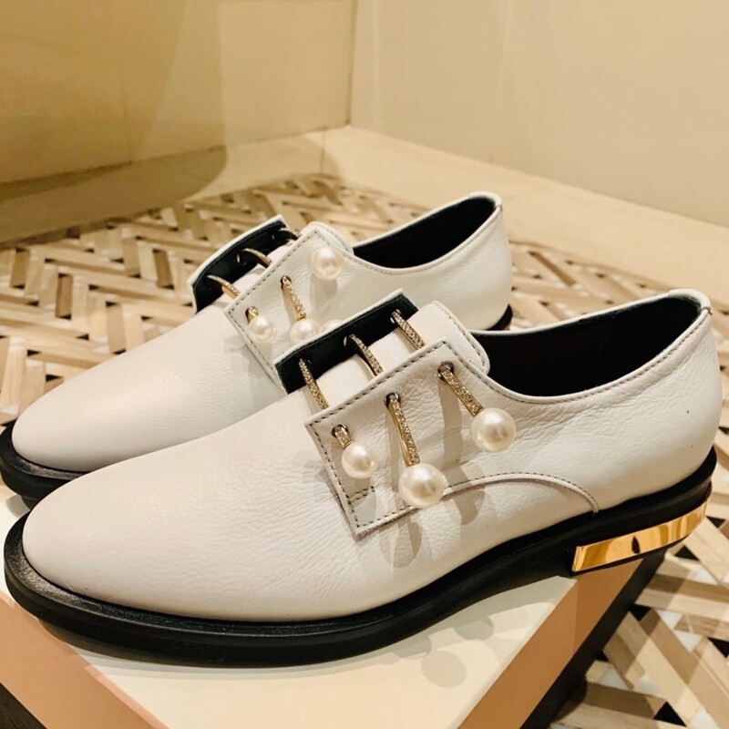 White ladies loafers 