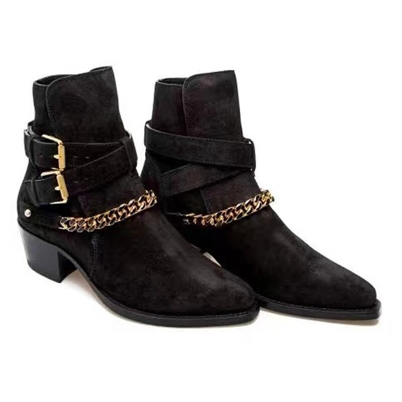 Suede chained boots 