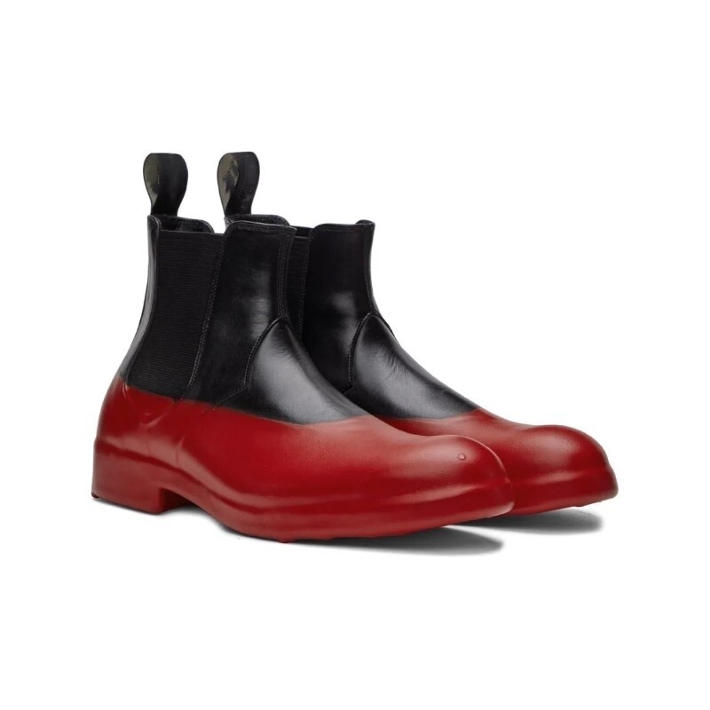 Red colored boots