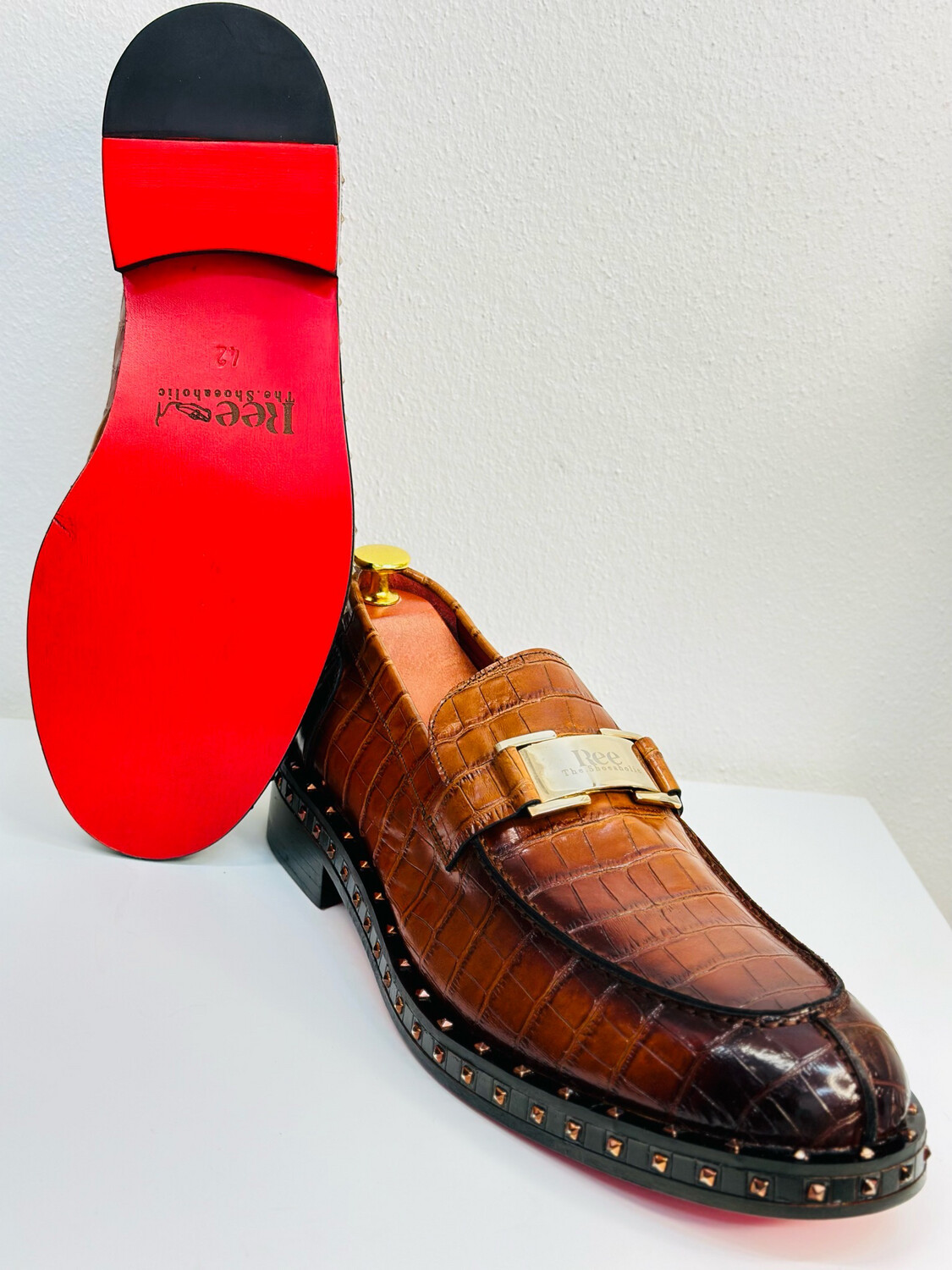 Brown Studded Loafers