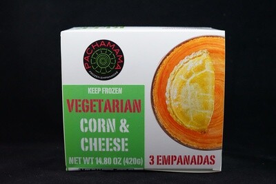 CORN & CHEESE 3-Pack Frozen Empanadas (NEW recipe- 100% vegetarian)