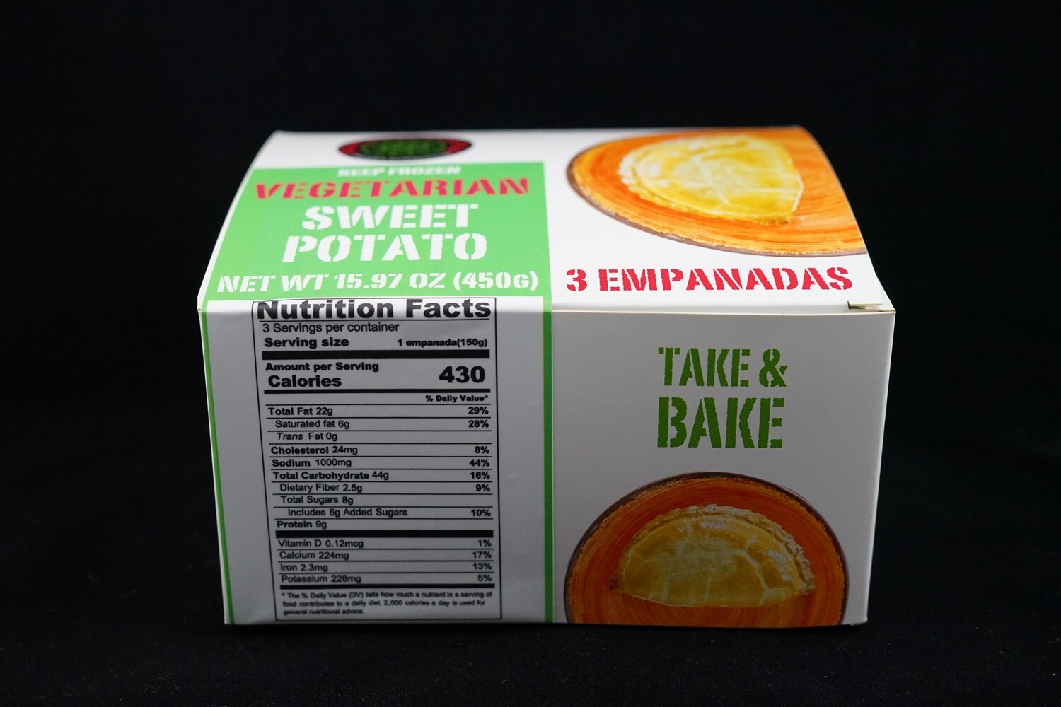 SWEET POTATO 3-Pack Frozen Empanadas (NEW recipe- 100% vegetarian)