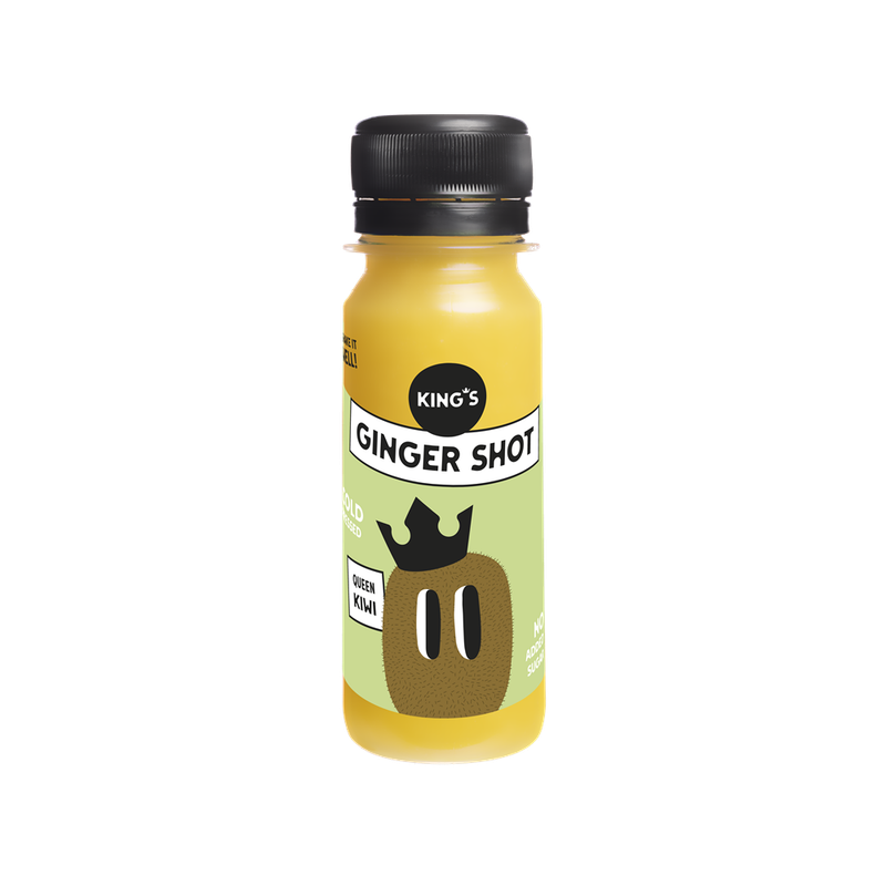 Ingwershot mit BIO Ingwer, Kiwi, Orange, Apfel, Banane, Ananas. 100% natürlich, 60ml. Im 12er, 24er oder 36er Pack.