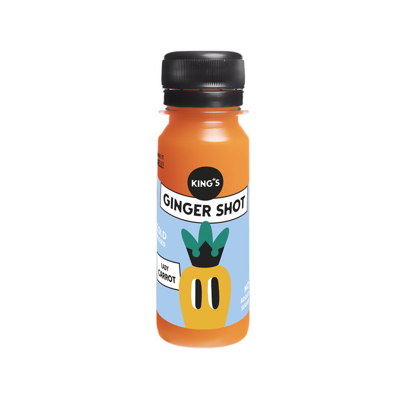 Lady Carrot Ingwershot mit BIO Ingwer, Karotten, Apfel. 100% natürlich, 60ml. Im 12er, 24er oder 36er Pack.