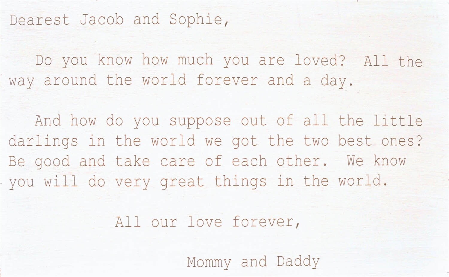 LOVE LETTER - Custom Inscribed Wood Art Piece 32" X 20" LOVE LETTER - Custom Inscribed Wood Art Piece 32" X 20"