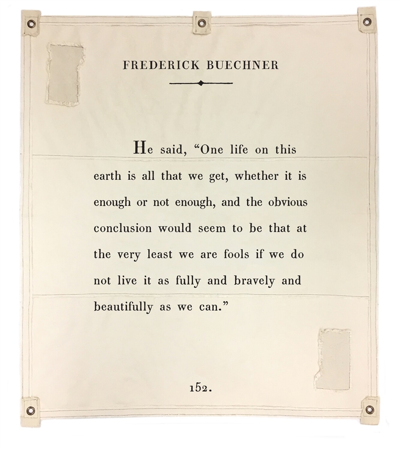 BOOK PAGE TAPESTRY TARP ART - Frederick Buechner BOOK PAGE TAPESTRY TARP ART - Frederick Buechner