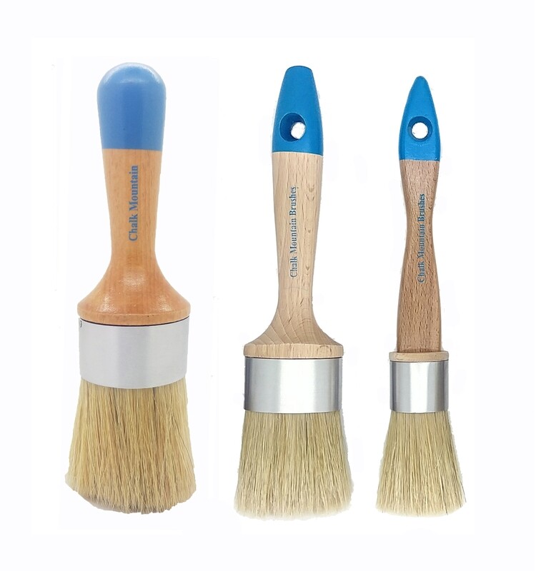 3 Pack Varnished Boar Hair Bristle Brush Kit.