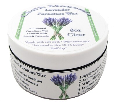 8oz Aromatherapy French Lavender Clear Furniture Finishing Wax.