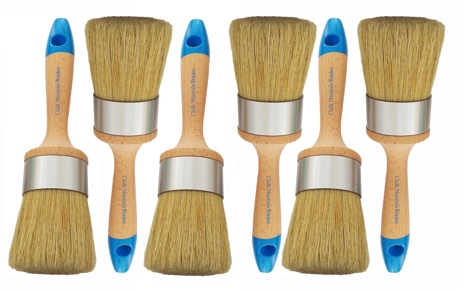 6 Pack Medium Boar Hair Bristle Chalk Furniture Paint Brushes
