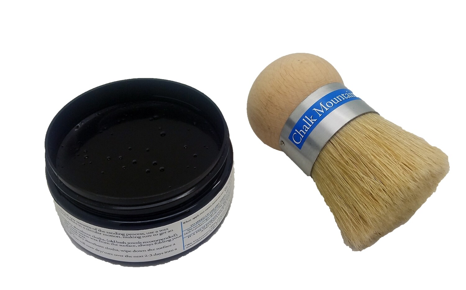 8oz All Natural Furniture Finishing Wax Originally Designed Palm Brush. (Black) - 2 Pack