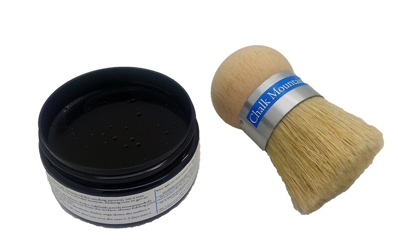 8oz All Natural Furniture Finishing Wax Originally Designed Palm Brush. (Black) - 2 Pack