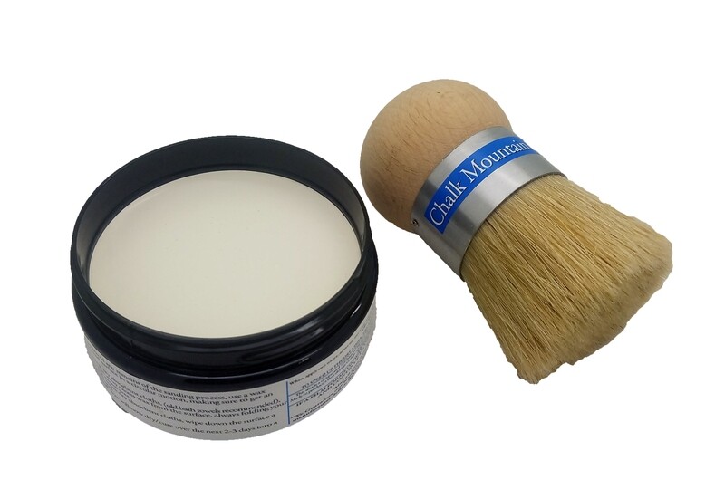 8oz All Natural Furniture Finishing Wax Originally Designed Palm Brush. (White) - 2 Pack