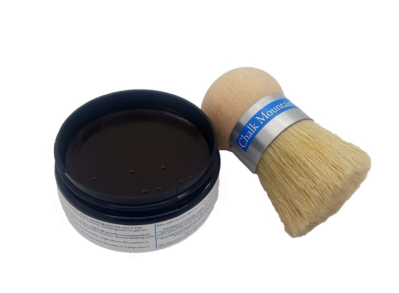8oz All Natural Furniture Finishing Wax & Originally Designed Palm Brush. (Dark Antique) - 2 Pack