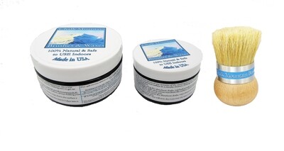 100% All Natural Furniture Finishing Wax kit - (8oz Clear & 4oz Driftwood Gray, Palm Brush) - 3 Pack