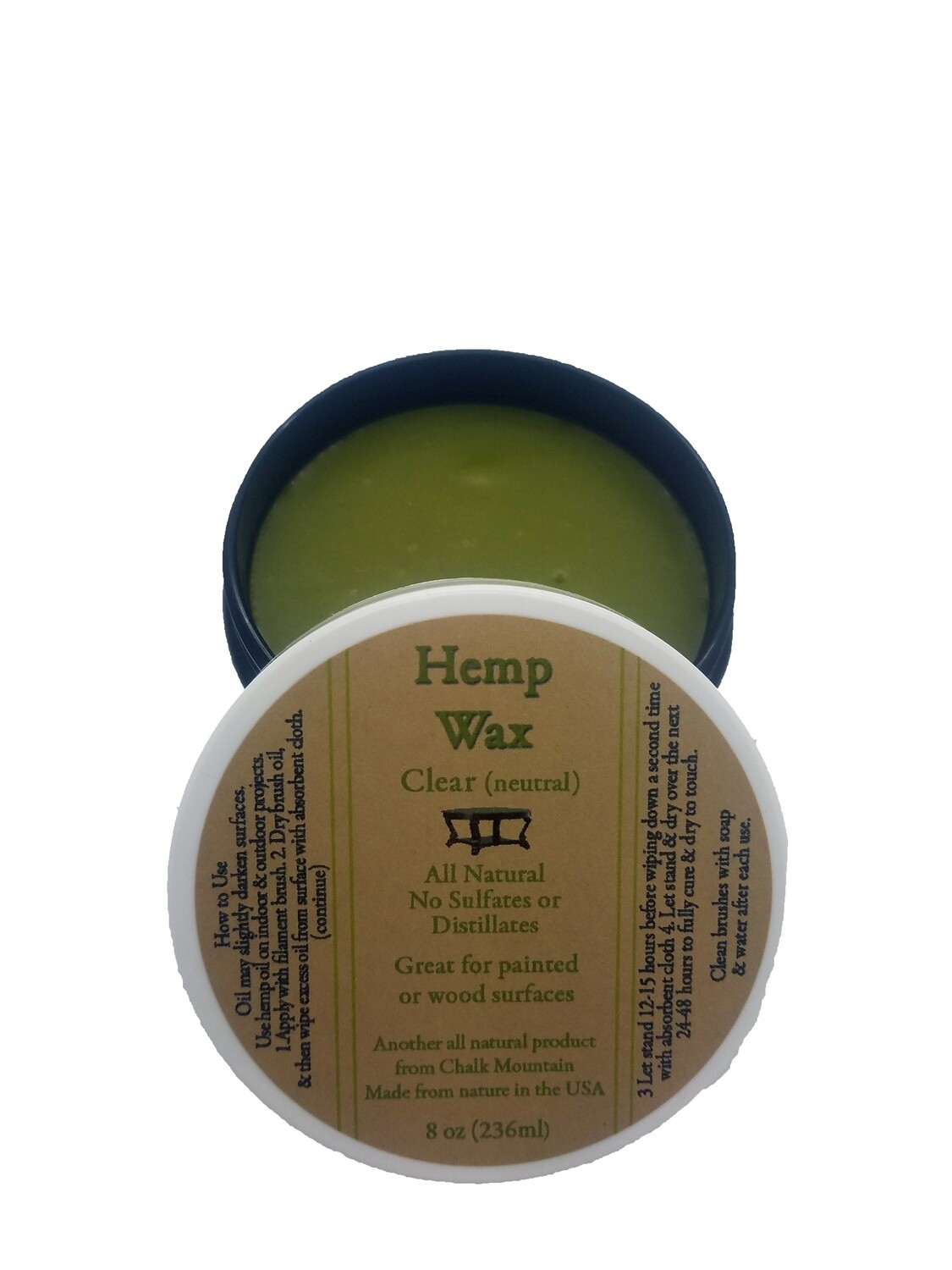8oz Clear Hemp Furniture Finishing Wax.