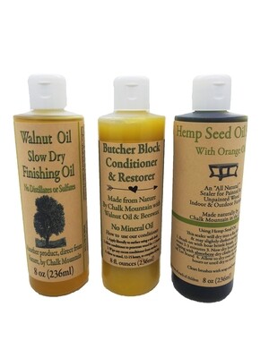 3 Pack All Natural Wood Polish Cleaner, Conditioner & Sealer. Food Safe, Protects, Seals Unfinished and Painted Wood.