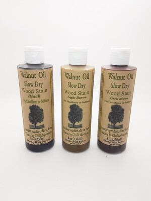 8oz Walnut Oil Wood Stain - Black, Light Brown & Dark Brown - 3pack
