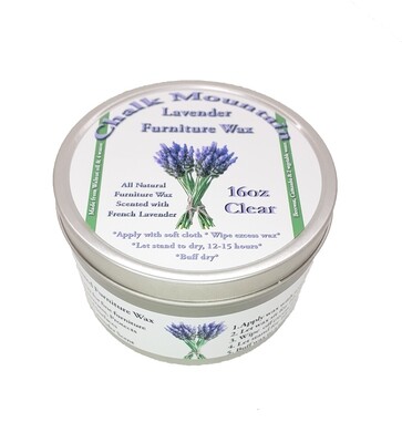 16oz Aromatherapy French Lavender Clear Furniture Finishing Wax. Made in USA