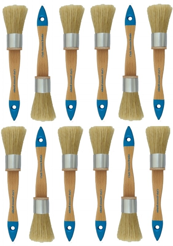DISCONTINUING - 12 (1 Dozen) Small Chalk or Milk Paint Furniture Boar Bristle Brushes