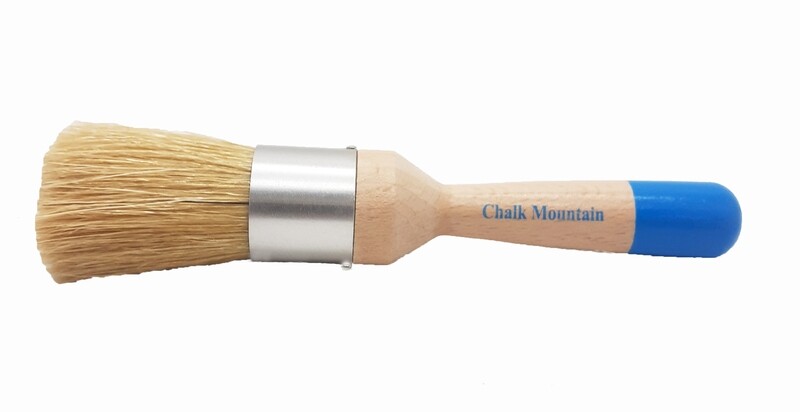 Small 1" Rounded Ergonomic Design Paint, Stencil, Upholstery and Wax Brush. 100% Natural Bristles and Ergonomic Wood Handle