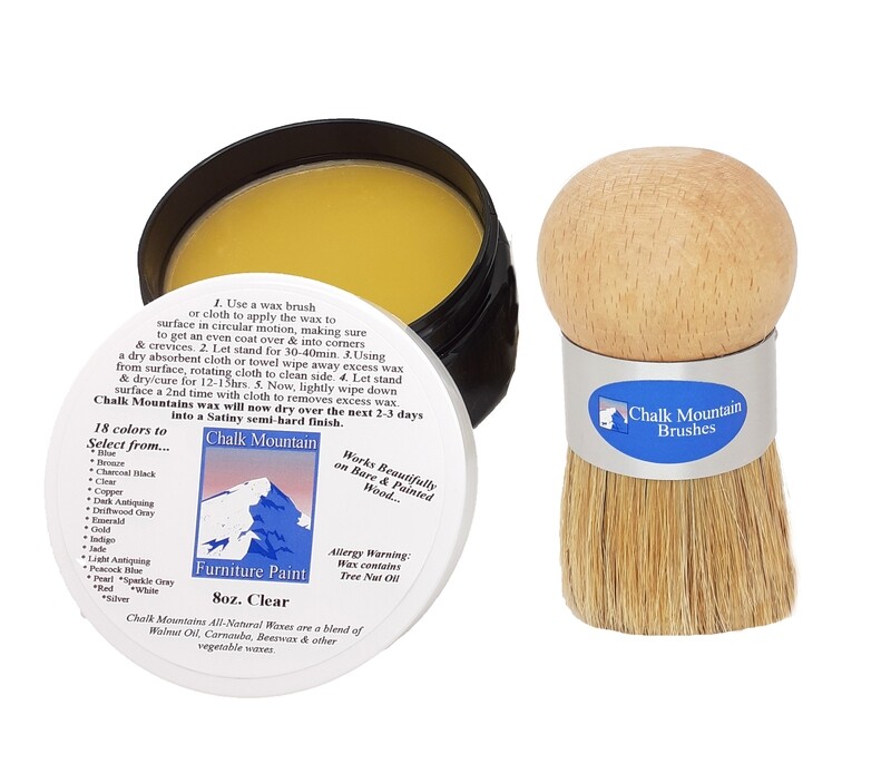 Originally Designed Palm Brush & 8oz All Natural Furniture Finishing Wax. 2 Pack, 2 pack: All Natural Clear & Original Palm Brush - 2 pack