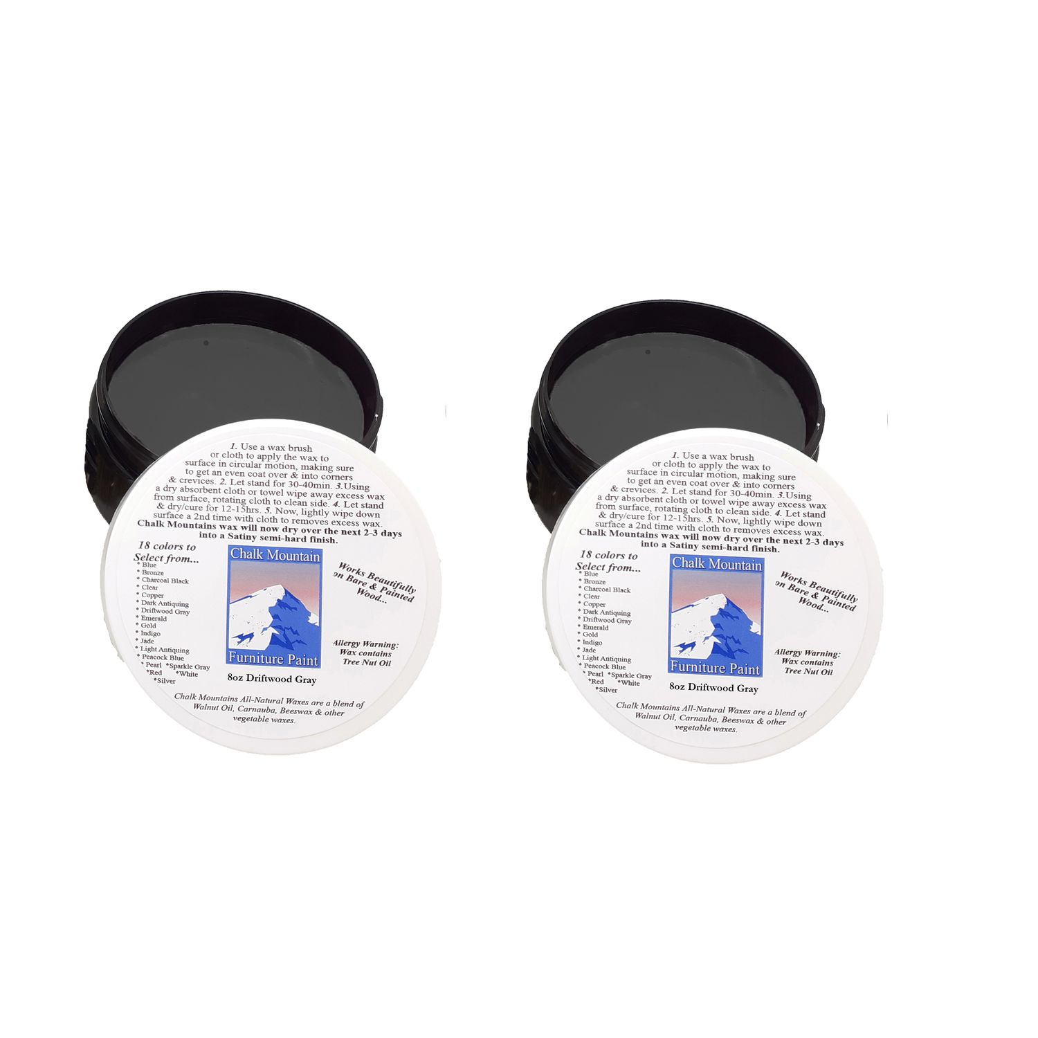16oz Driftwood Gray Furniture Finishing Wax - 2 8oz jars