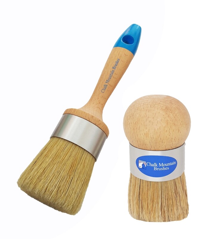 Ergonomic Medium Boar Hair Bristle Paint Brush and Original Designed Palm Wax. 2 Pack