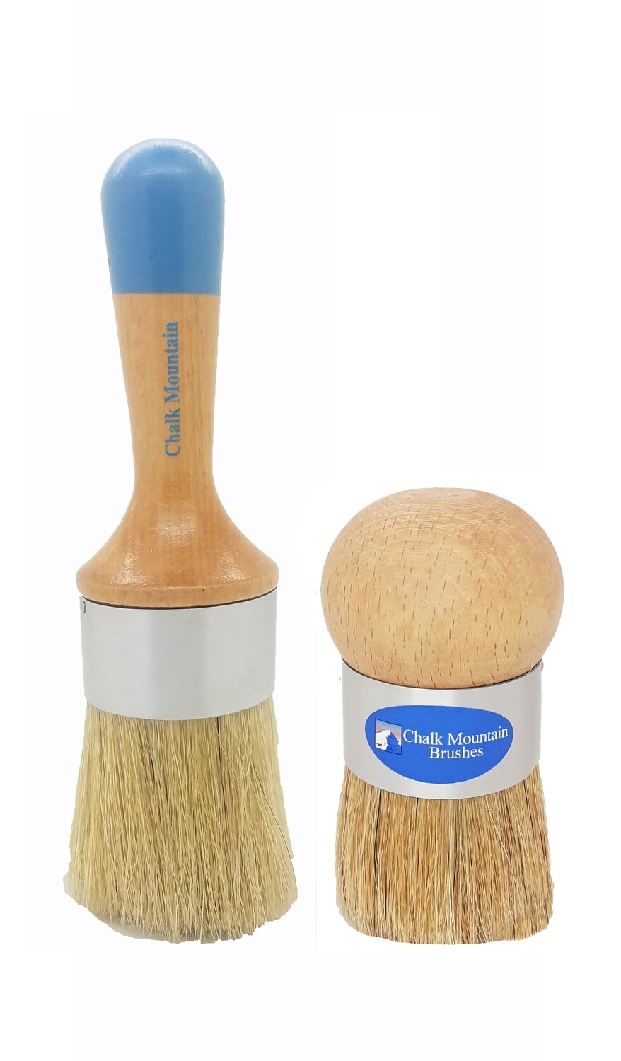 Ergonomic Large Palm Wax Brush and Varnished Large Round Wax Brush. 2 Pack