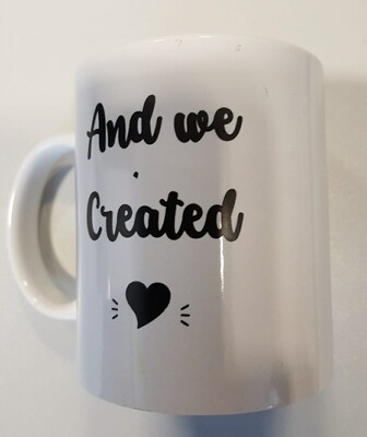 Grote koffiemok &#39;And we Created&#39;