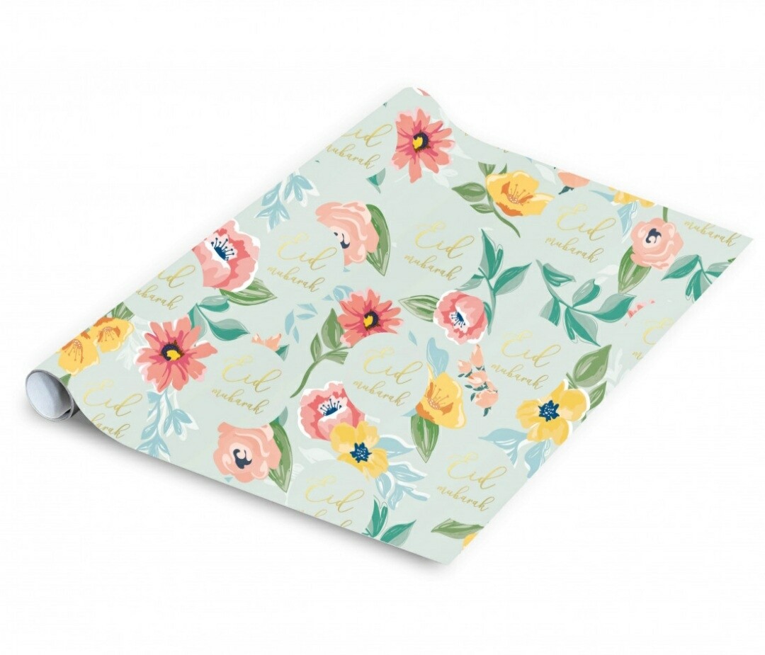 Eid Mubarak cadeaupapier lichtgroen gebloemd