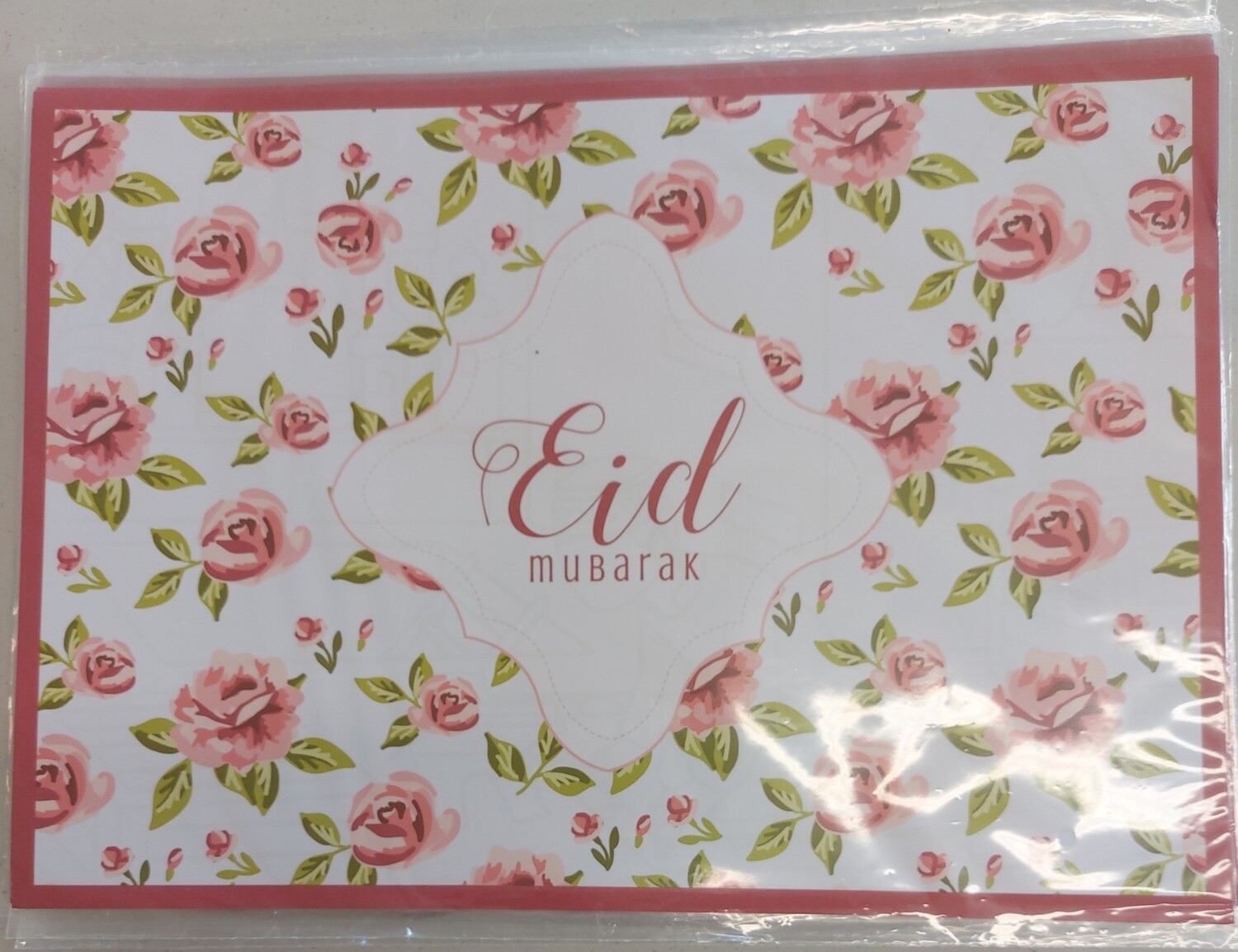 Eid Mubarak placemats roze met groen gebloemd