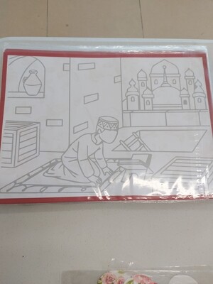 Eid Mubarak placemats roze met groen gebloemd