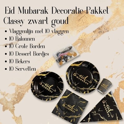 Eid Mubarak pakket classy zwart goud 10 personen