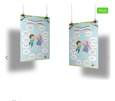 Grote Poster: Goede manieren ( geen verzending ) Enkel afhalen in de afhaalpunten