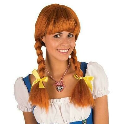 Pruik met vlechten ros Pruik met vlechten ros