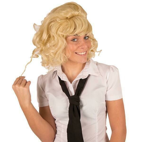 Pruik Olivia Grease blond , halflang